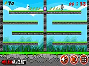 Screenshot of Looney and Johny puzzle game showing two cartoon rabbits separated by a wall, with a path being drawn to connect them