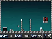Leaker free online platform game screenshot showing the character leaping over a set of red laser beams and spikes in a futuristic base