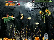 Dragon Ball Halloween game screenshot, Goku fighting enemies and collecting a Dragon Ball