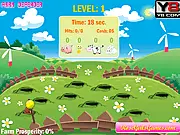 Play Farm Defender free online game for kids, using a hammer to hit a beaver in a whack-a-mole style on PlayArcadeHub