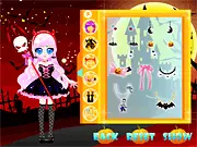 Emily's Halloween Dresses free online dress up game, girl trying on spooky costumes and gowns