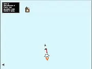 Screenshot of Space Race Game showing a detailed rocket launching from a pad with the Moon visible in the dark blue sky, representing the USA vs USSR contest
