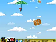 Funny Kitten Ride free online game with a kitten flying in the sky and objects to pick up