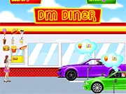 Roller Skating Diner Dash free online game, showing waitresses serving food in a retro diner