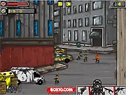 Gangster Buster free online shoot-em-up game, hero character shooting at advancing gangsters and terrorists in a top-down arcade perspective.
