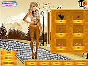 A model wearing a stylish, layered knitted autumn outfit in deep seasonal colors from the dress up game