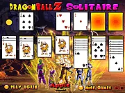 Dragon Ball Z Solitaire free online game screen showing Klondike Solitaire cards laid out with a Dragon Ball Z background