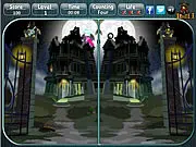 Two spooky Halloween scenes placed side-by-side in the Spot the Difference Game, challenging the player to find the hidden variations between them.