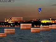 Sonic in Istanbul free online runner game showing the Sonic the Hedgehog character running and jumping with the Istanbul skyline in the background