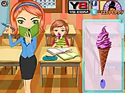 College Slacking game free online, Clara slacking in class, girl playing games under desk while teacher is distracted