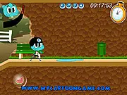 Gumball Watterson skateboarding and jumping over an obstacle in Gumball Center Park Skate online game