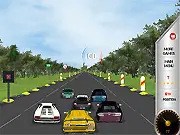 Race 1 free online car racing game featuring a vehicle speeding down a track with opponents