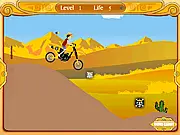 Monkey D. Luffy from One Piece riding a dirt bike over obstacles in the free online racing game