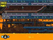 Screenshot of Gravitum, a black and white endless runner game where the player flips gravity to dodge spikes, free online game