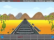 Broken Train Track Escape game screen showing railway tracks with a dangerous break and an approaching train