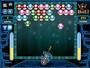 Mushroom Shooter free online game screenshot, firing colored mushrooms to match 3, classic bubble shooter game with a forest theme, match 3 puzzle