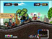 Play Campaign Race free online, featuring politicians racing bikes in a challenging election game.