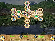 Play Dinosaur Hexajong free online Mahjong game; puzzle game with hexagonal tiles; prehistoric dinosaur matching game