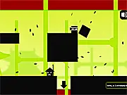 Squarish Ninja free online game screenshot, showing a blocky ninja hero leaping over a gap in a pixelated world