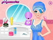 Beautiful Bride Makeover game screenshot showing the bridesmaid Paty getting a facial treatment in a beauty salon