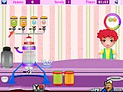 Dippin' Dots Ice Cream Shop game showing different colored frozen ice cream dots and a customer waiting to be served