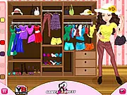Dress Up My Mood game showing a girl in a stylish outfit against a charming scenic background