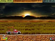 Retro Pickup truck free online driving game, delivering boxes on a bumpy road