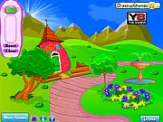 Dream Nursery free online game showing a beautiful, organized virtual garden with colorful flowers and a decorative fountain