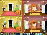 Gameplay screenshot of the free online game Chasing Dog - Spot the Difference, showing two side-by-side images of a dog scene with circles highlighting hidden differences.