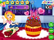 Decorating a multi-tiered pink and purple Zizi Princess Cake in a free online game