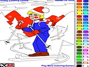 Little Skier Coloring game online free kids winter scene art activity