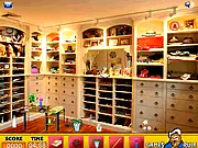 Dressing Room Hidden Objects game screen showing a cluttered dressing table with various items to find