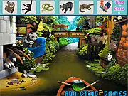 Forest Animals Hidden Object free online game screenshot showing a detailed forest scene