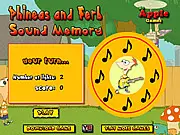 Phineas and Ferb Sound Memory online game featuring colored musical notes for sequence memorization
