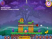 Original physics puzzle game Nightflies Online, where players use lady beetles to fly objects off the screen to help nightflies reach lanterns.