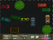 Screenshot of a car attempting to park in a designated yellow spot while a timer ticks down