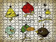 Angry Birds Mood Puzzle free online game screenshot with scrambled pieces of a bird's face
