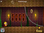 Tunnels of Doom online puzzle adventure game, solving a riddle in a dark mine with a funny character, free logic game