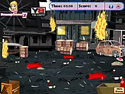 Free online Post War Field Cleanup game screen on PlayArcadeHub, showing a desolate field covered in debris and war remnants.
