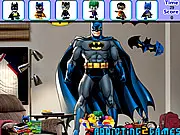 Batman Bedroom Hidden Object free online game screen showing a room filled with hidden items and a timer