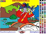 Princess Rossy Coloring online game for girls, play free online coloring pages of princess in castle garden, creative art activity for kids