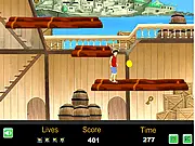 Monkey D. Luffy platforming action in Luffy's Adventure online game on PlayArcadeHub