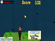 Sharks Fishing online game free, catch sharks with fishing rod, achieve high score in fast-paced time-limit challenge on PlayArcadeHub
