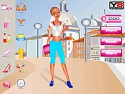 Animated image of a woman, Natalie, dressed up against a background of Istanbul landmarks for a photo shoot