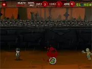 Zombies Island 2 online game screenshot showing a character fighting a horde of zombies on an island with weapons, play free shooter game on PlayArcadeHub