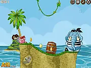 Play Snoring 3: Treasure Island free online physics puzzle. Use bouncy animals and pirate gear to wake up and knock off the snoring elephant.