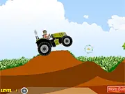 Dan Bakugan Tractor Adventure game screenshot showing a cartoon character driving a tractor over rough terrain, free online physics game