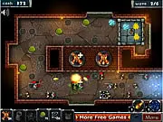 Play Treasure Keeper free online. Screenshot of a dark lord's fortress under attack by knights in a tower defense strategy game.