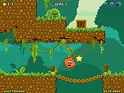 Qubed Mysterious Island game screenshot showing a cube character split into two to solve a puzzle, free online platformer game