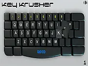 Key Krusher typing game screenshot showing falling words and a high-speed keyboard challenge